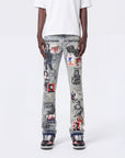 W BY WAIMEA "VINTAGE PUNK" BLEACH MARBLE STACKED JEAN