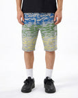 Waimea Men's Bleach Wash Paint Splatter Denim Shorts