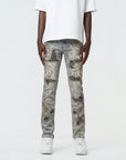 W by Waimea Antique Blue Camo Studded Slim Jean