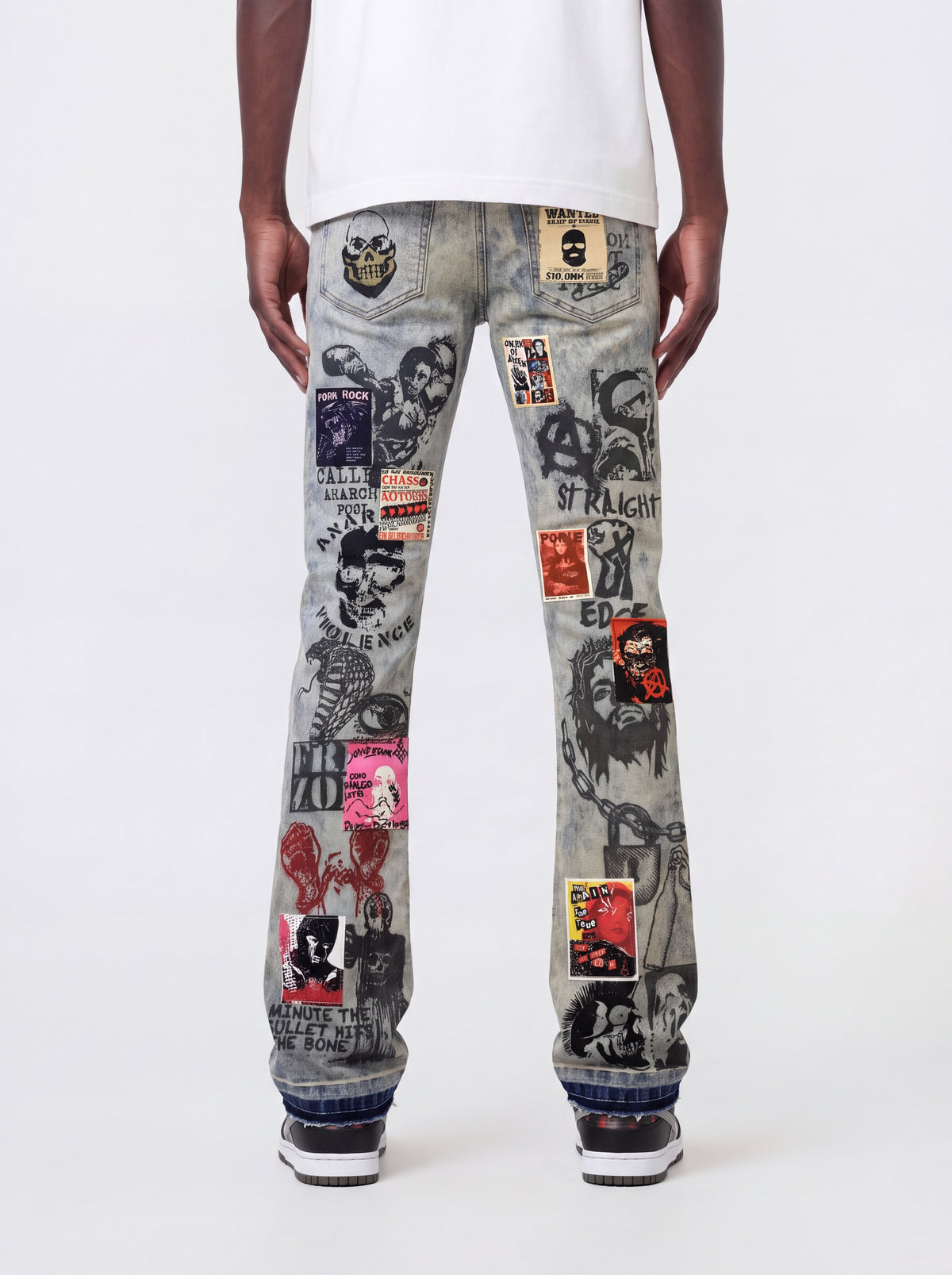 W BY WAIMEA "VINTAGE PUNK" BLEACH MARBLE STACKED JEAN