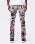 W BY WAIMEA "VINTAGE PUNK" BLEACH MARBLE SLIM JEAN