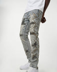 W by Waimea Antique Blue Camo Studded Slim Jean