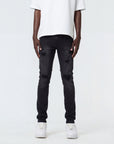 Waimea Men's Grey Wash Skinny Jeans with Rips & Repair