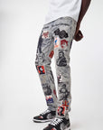 W BY WAIMEA "VINTAGE PUNK" BLEACH MARBLE SLIM JEAN