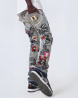 W BY WAIMEA "VINTAGE PUNK" BLEACH MARBLE STACKED JEAN