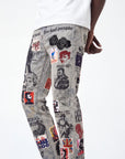 W BY WAIMEA "VINTAGE PUNK" BLEACH MARBLE SLIM JEAN