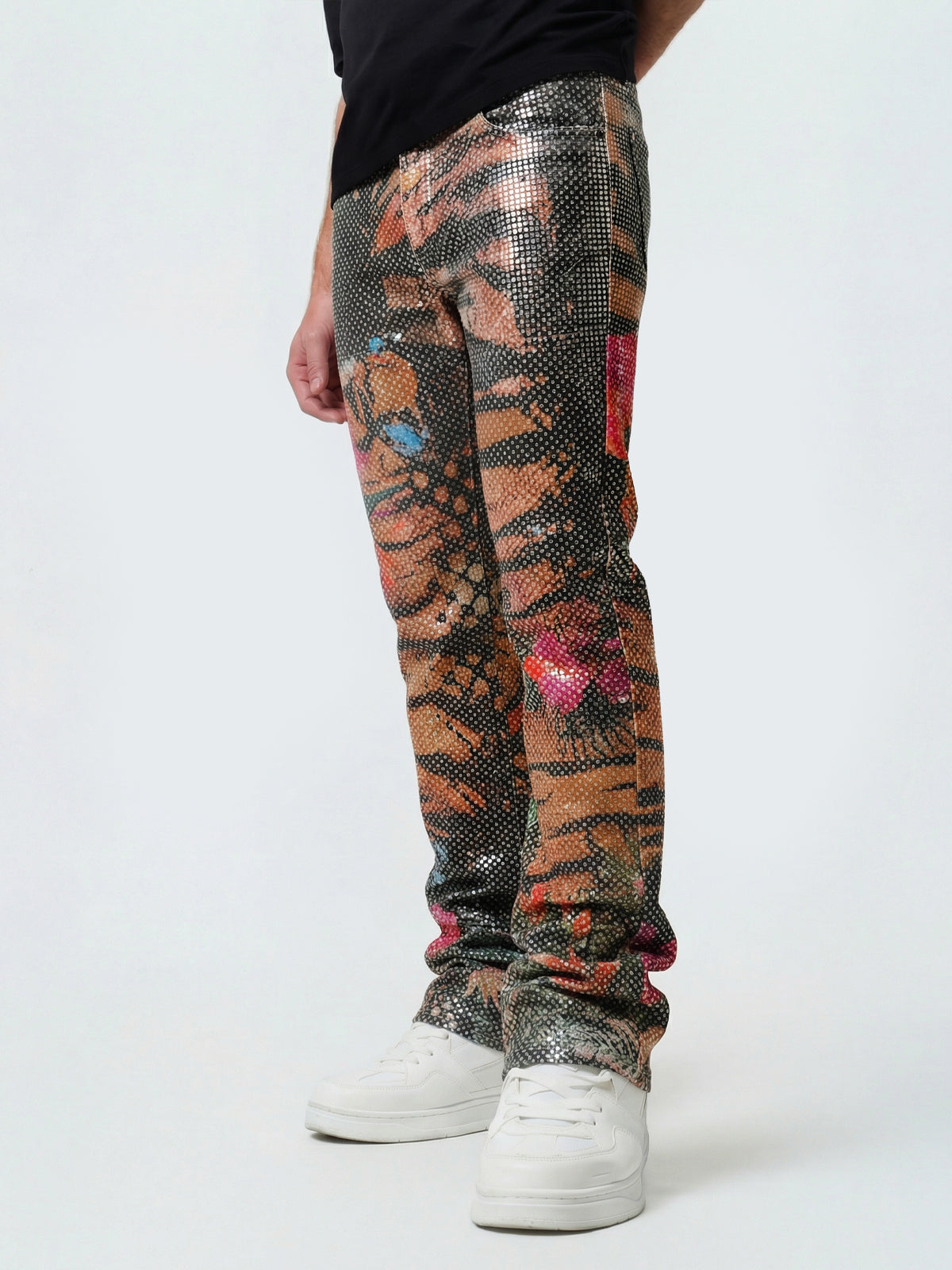 Waimea Men's Black Multi "JUNGLE" Stacked Jean