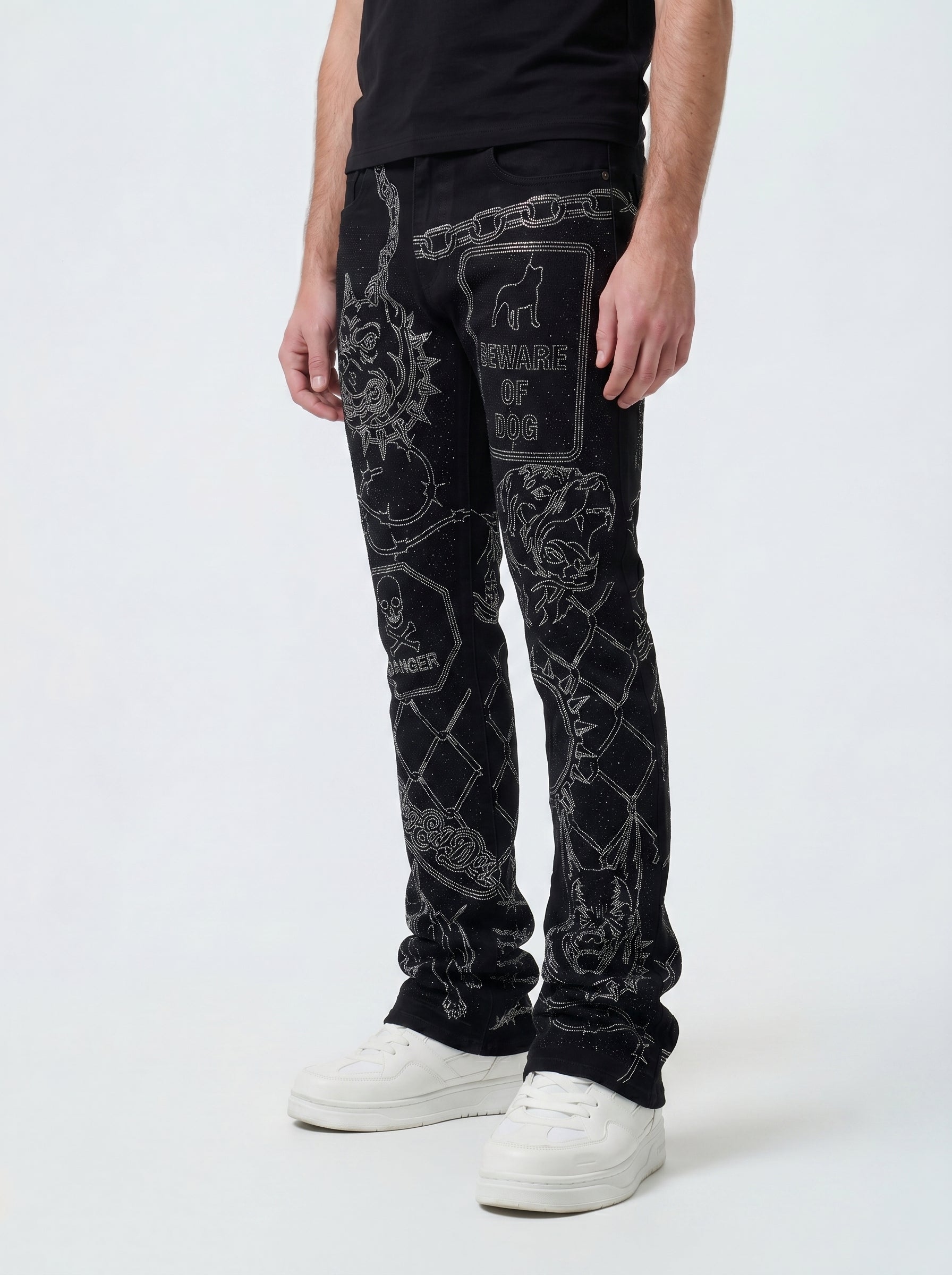 W by Waimea Men's "The Bulldog" Rhinestone Stacked Fit Jeans