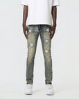 Waimea Men's Black Wash Skinny Jeans with Rips & Repair