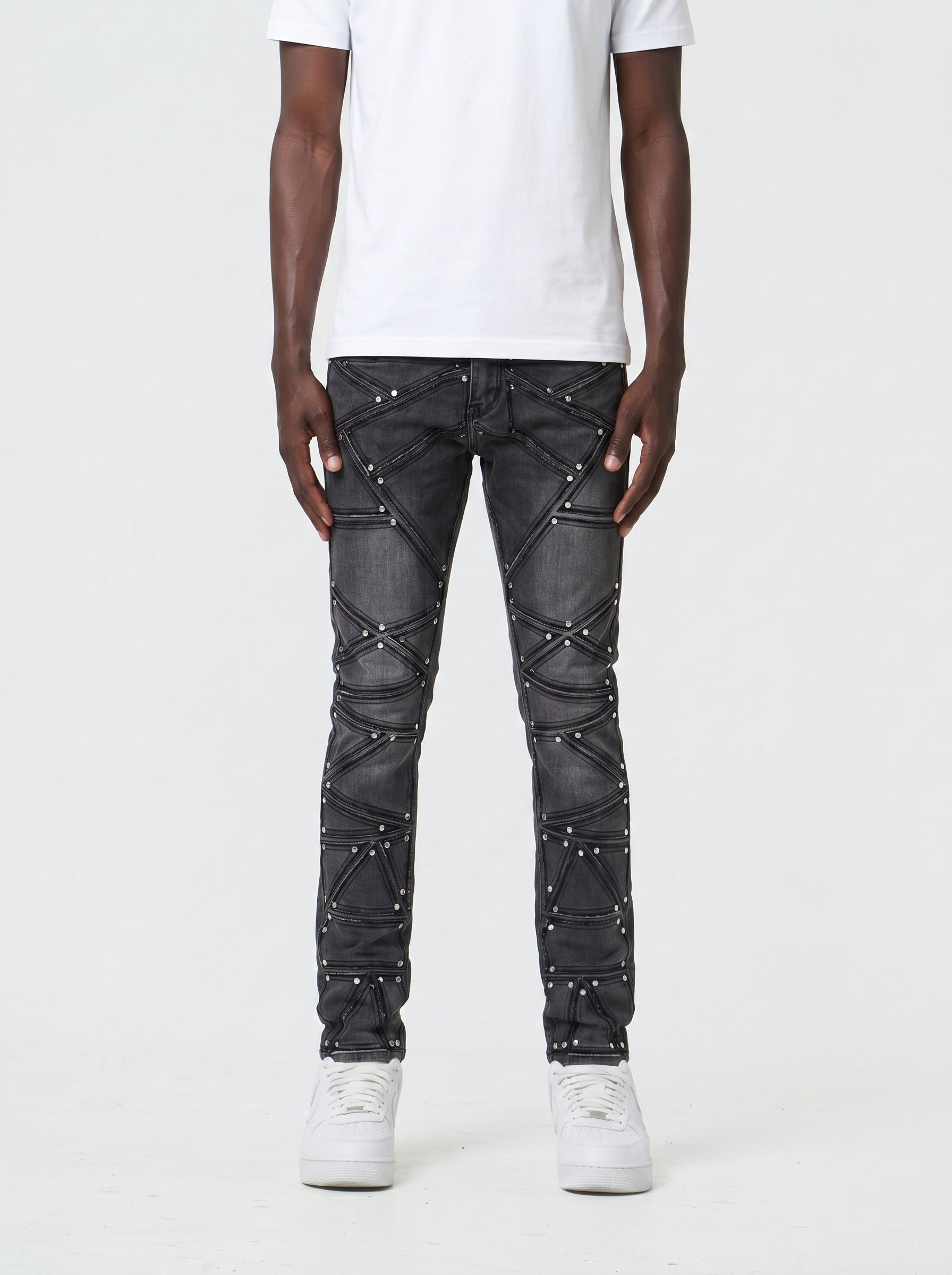 Waimea Men's Patch-Up Studded Slim Fit Jean