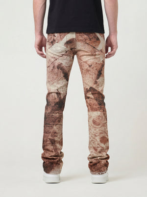 Waimea Men's Stacked Fit Jean With Distressed Graphic Print & Rhinestone Embellishments