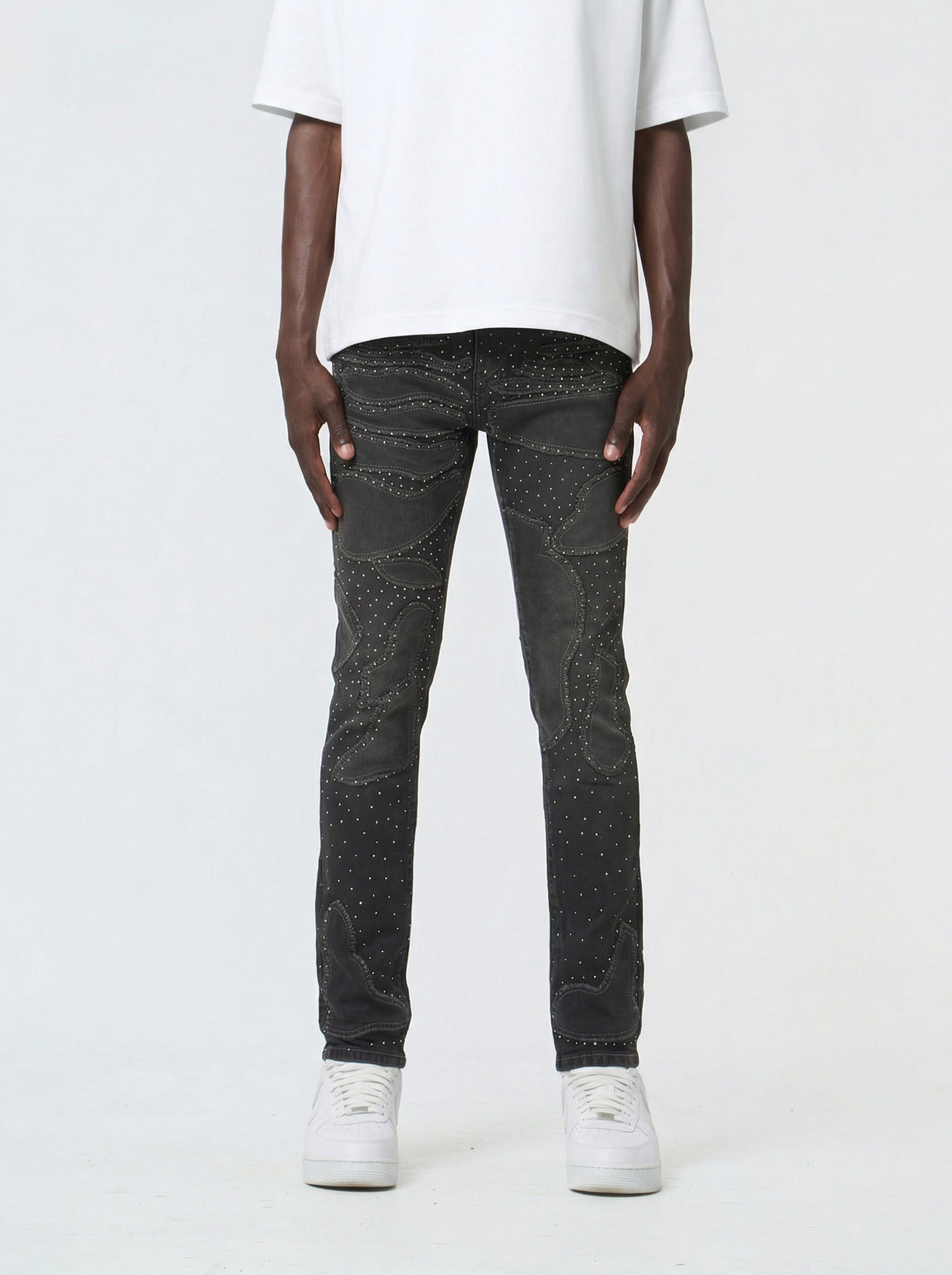 Waimea Men's Patchwork Rhinestone Slim Fit Jean