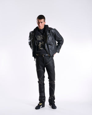 Waimea Men's Rock & Roll Wax Coated Studded Stacked Jeans