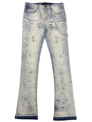 Waimea Men's Blue Stacked Star Jean with Chain