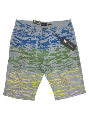 Waimea Men's Bleach Wash Paint Splatter Denim Shorts