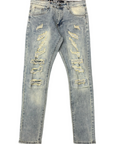 Waimea Men's Bleach Wash Skinny Jeans with Rips & Repair