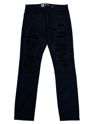 Waimea Men’s Distressed Rip Slim Fit Moto Jeans