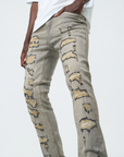 Waimea Men's Stacked Fit Jeans with Rhinestones Front and Back
