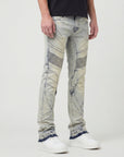 W by Waimea Men’s Stacked Fit Wax Jeans with Embossed Panels