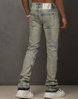 W by Waimea Men’s Stacked Fit Wax Jeans with Embossed Panels