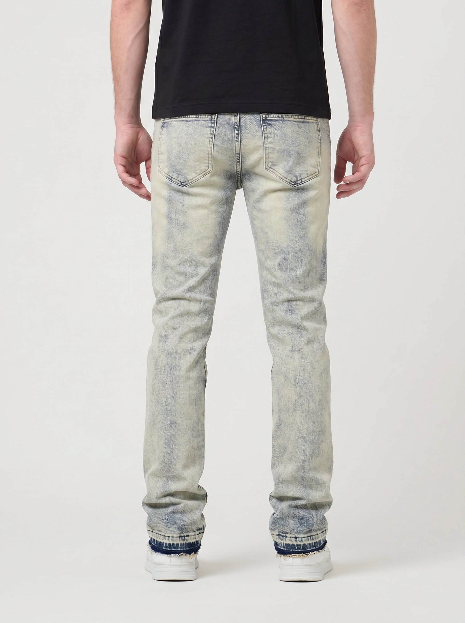 W by Waimea Men’s Stacked Fit Wax Jeans with Embossed Panels
