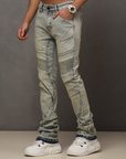 W by Waimea Men’s Stacked Fit Wax Jeans with Embossed Panels