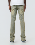W by Waimea Men's Stacked  Silver Rhinestone Wave Jeans
