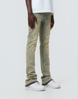 W by Waimea Men's Stacked  Silver Rhinestone Wave Jeans