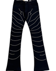W by Waimea Men's Stacked  Silver Rhinestone Wave Jeans