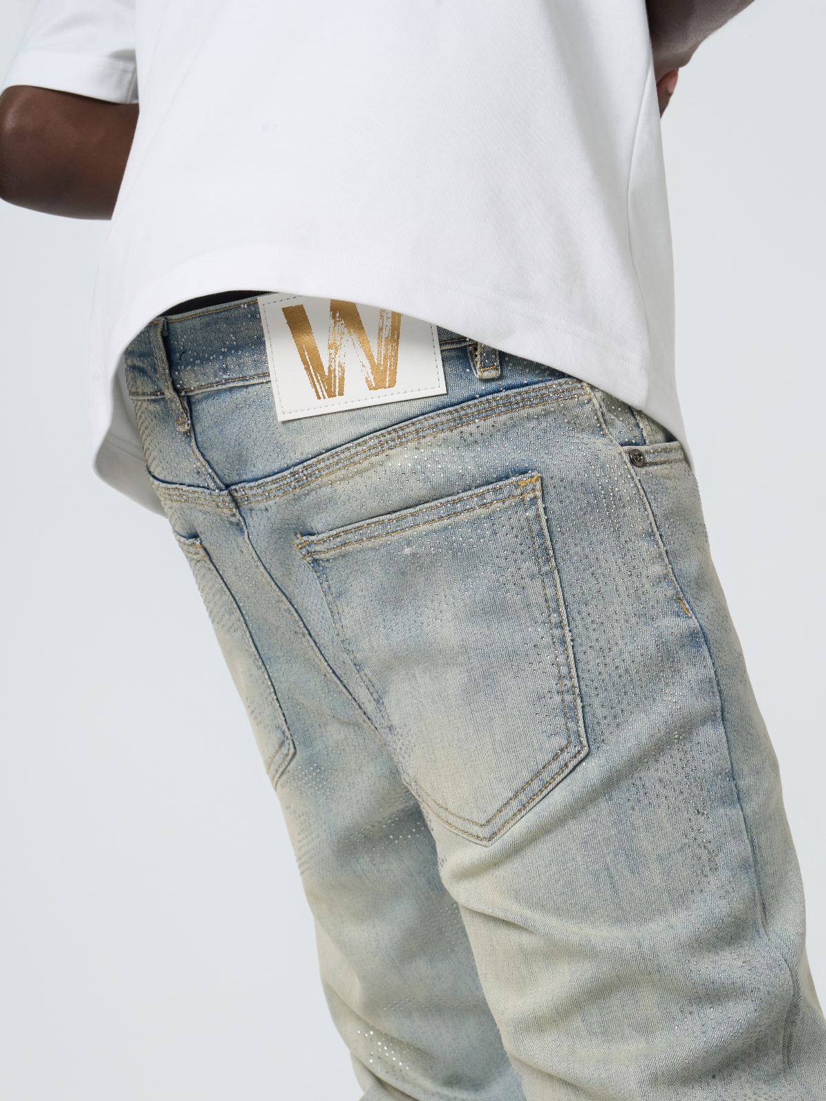 W by Waimea Men&#39;s Stacked Silver Stones Jeans
