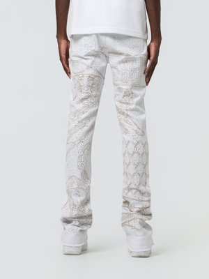 W by Waimea Men's "The Bulldog" Rhinestone Stacked Fit Jeans