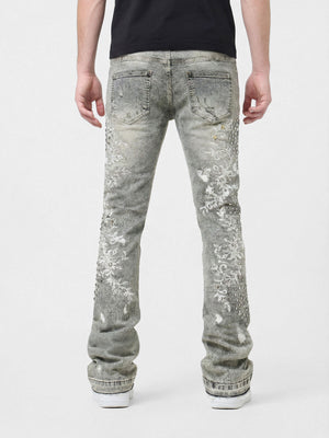 W by Waimea Men's Brocade Grey Stacked Fit Jean