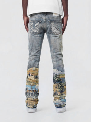 W by Waimea Men's Baroque Scenic Blue Stacked Fit Jean